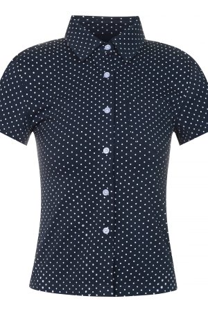 Vintage American Polka Dot Slim Fit Shirt with Shoulder Structure and Waist-Defining Design, Perfect for Y2K and Retro Styles