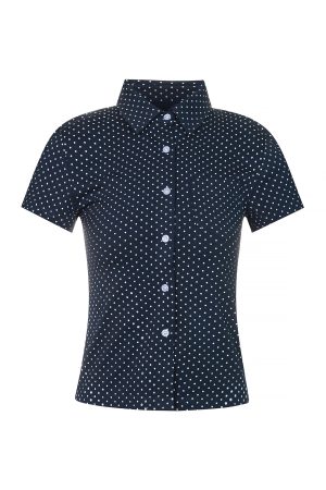 Vintage American Polka Dot Slim Fit Shirt with Shoulder Structure and Waist-Defining Design, Perfect for Y2K and Retro Styles
