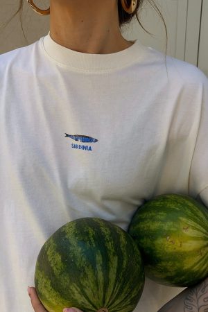 Vintage American Retro Fish Print Cotton Short Sleeve T-Shirt for Women - Trendy Summer Top in European and American Style