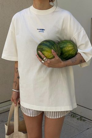 Vintage American Retro Fish Print Cotton Short Sleeve T-Shirt for Women - Trendy Summer Top in European and American Style