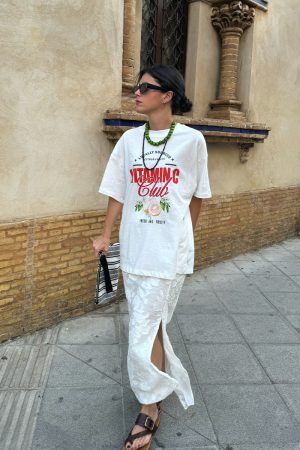 Vintage American Retro Fruit Print Oversized Short Sleeve T-Shirt for Women - Trendy Y2K Style Cotton Top