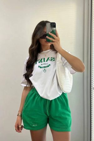 Vintage American Retro White Letter Oversized Short Sleeve T-Shirt for Women - Trendy Y2K Hot Girl Cotton Top