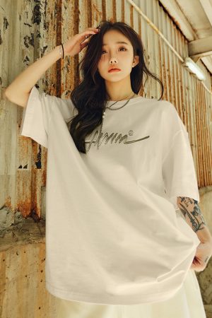 Vintage American Streetwear Letter Embroidery Short Sleeve T-Shirt - Heavyweight Loose Fit Unisex Summer 2025 Fashion Essential