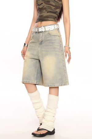 Vintage American-Style Wide-Leg Cargo Capri Pants for Women - Relaxed Fit Casual Slimming Versatile Summer Shorts