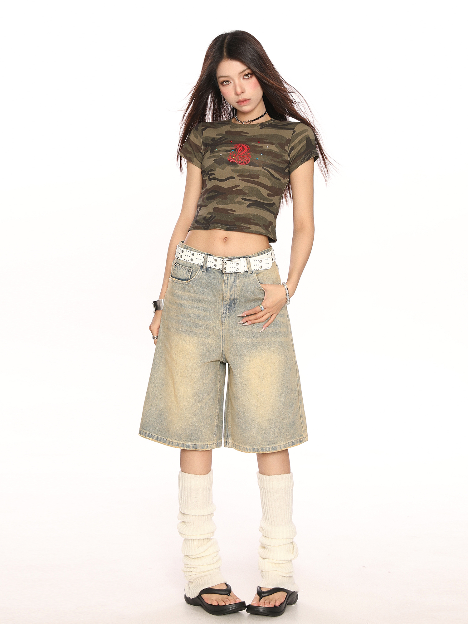 Vintage American-Style Wide-Leg Cargo Capri Pants for Women - Relaxed Fit Casual Slimming Versatile Summer Shorts Vintage American-Style Wide-Leg Cargo Capri Pants for Women - Relaxed Fit Casual Slimming Versatile Summer Shorts