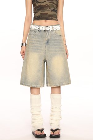 Vintage American-Style Wide-Leg Cargo Capri Pants for Women - Relaxed Fit Casual Slimming Versatile Summer Shorts