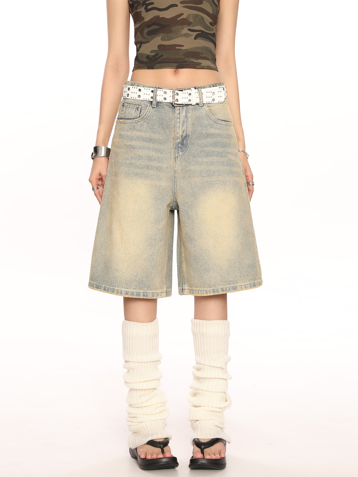 Vintage American-Style Wide-Leg Cargo Capri Pants for Women - Relaxed Fit Casual Slimming Versatile Summer Shorts Vintage American-Style Wide-Leg Cargo Capri Pants for Women - Relaxed Fit Casual Slimming Versatile Summer Shorts