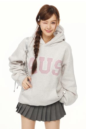 Vintage American Waffle Letter Logo Winter Fleece Loose Couple Hoodie - Retro Style, Cozy Unisex Sweatshirt