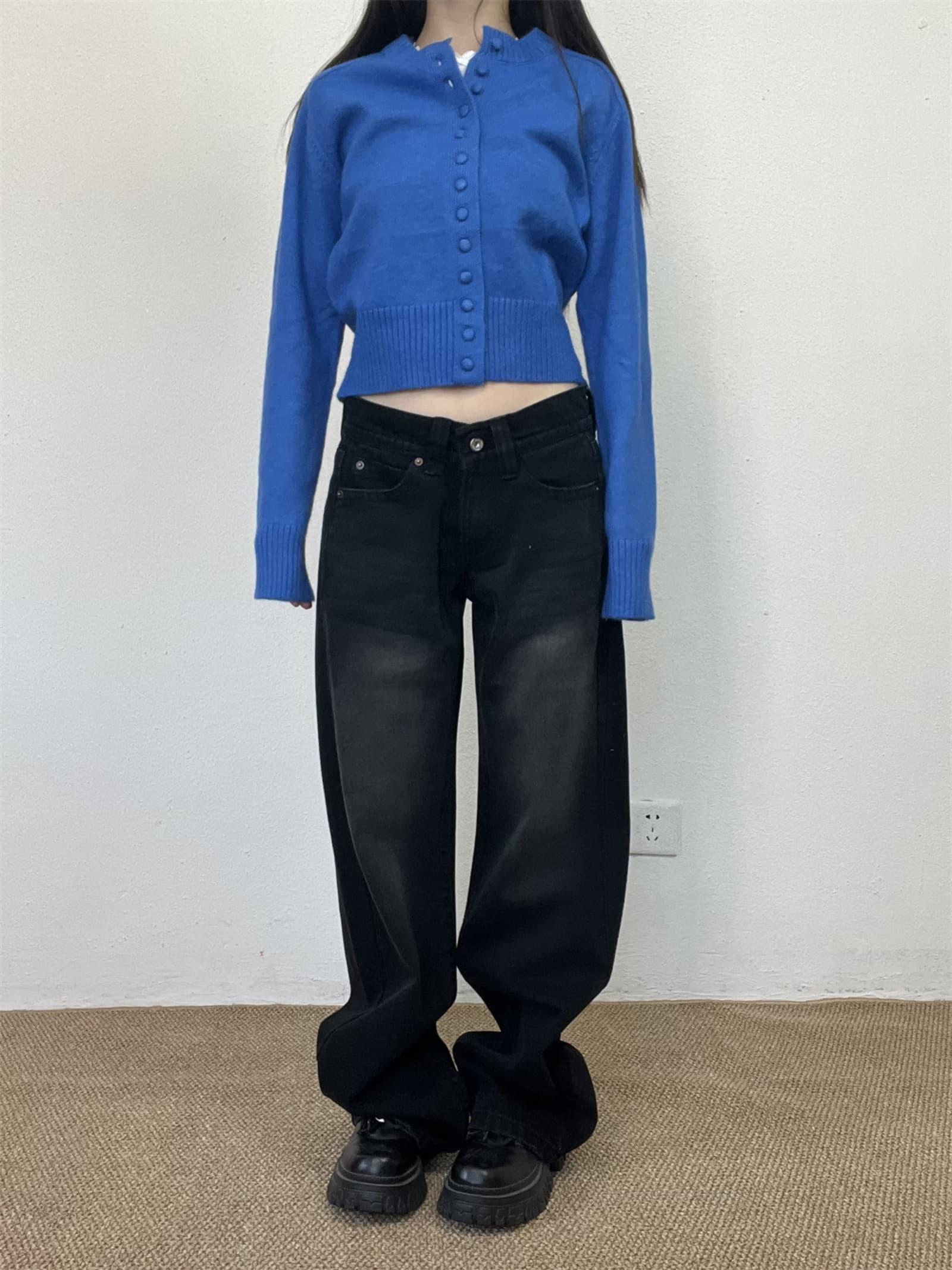 Vintage Blue Embroidered Low-Waist Straight-Leg Jeans for Women - Slim Fit Loose Floor-Length Y2K Style Pants Vintage Blue Embroidered Low-Waist Straight-Leg Jeans for Women - Slim Fit Loose Floor-Length Y2K Style Pants