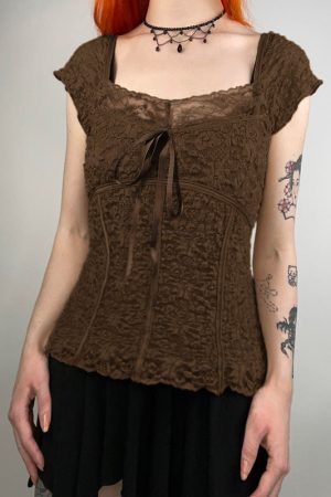 Vintage Brown Straight Long Skirt for Women with Back Slit, Low Waist Design, Retro Style, Perfect for 90s and Y2K Fashion