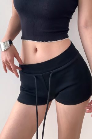 Vintage Casual Summer Drawstring Sports Shorts for Women, Slim Fit Relaxed Wide-Leg Hot Pants, Perfect for Y2K and 90s Style