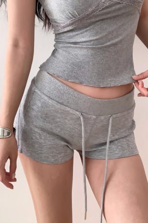 Vintage Casual Summer Drawstring Sports Shorts for Women, Slim Fit Relaxed Wide-Leg Hot Pants, Perfect for Y2K and 90s Style