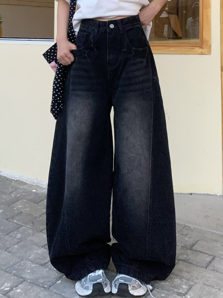 Vintage Curved Blade Jeans for Women - Loose Straight Wide-Leg Casual Pants - Spring Summer 90s American Style Vintage Curved Blade Jeans for Women - Loose Straight Wide-Leg Casual Pants - Spring Summer 90s American Style