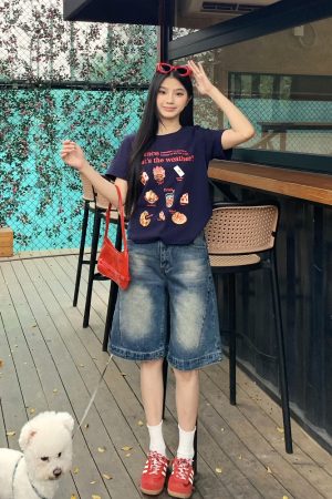 Vintage Dark Blue Wide-Leg Denim Shorts for Women - Loose-Fit Five-Point Style for Summer Casual Wear