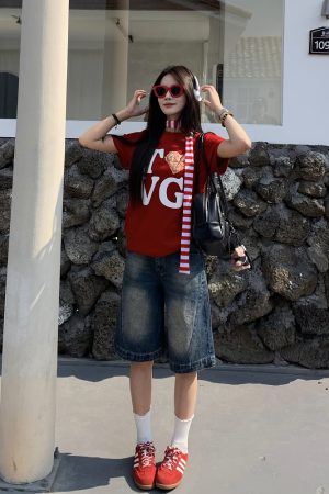 Vintage Dark Blue Wide-Leg Denim Shorts for Women - Loose-Fit Five-Point Style for Summer Casual Wear