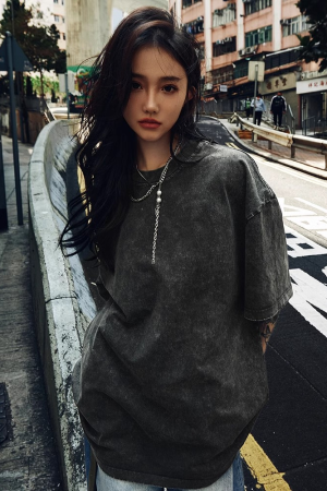 Vintage Distressed American Short Sleeve T-Shirt - Unisex Loose Fit, 90s Inspired Fashion, Retro Style, Casual Wear, 2025 Model