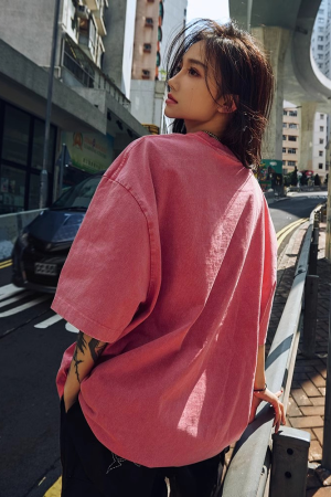 Vintage Distressed American Short Sleeve T-Shirt - Unisex Loose Fit, 90s Inspired Fashion, Retro Style, Casual Wear, 2025 Model