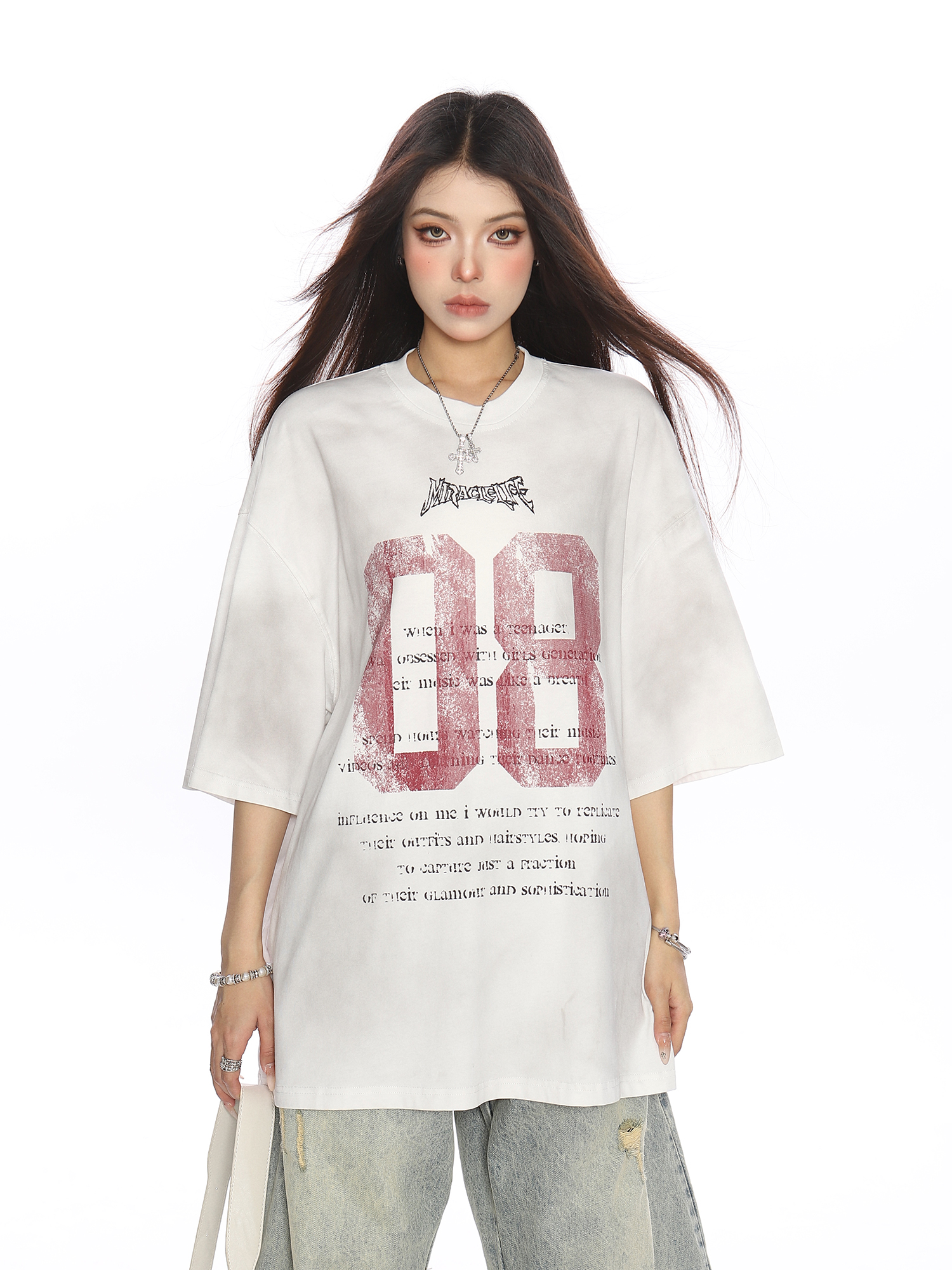 Vintage Distressed Printed Short Sleeve T-Shirt for Women - Casual Loose Fit Summer Tee, Trendy 90s Style Couple Top Vintage Distressed Printed Short Sleeve T-Shirt for Women - Casual Loose Fit Summer Tee, Trendy 90s Style Couple Top