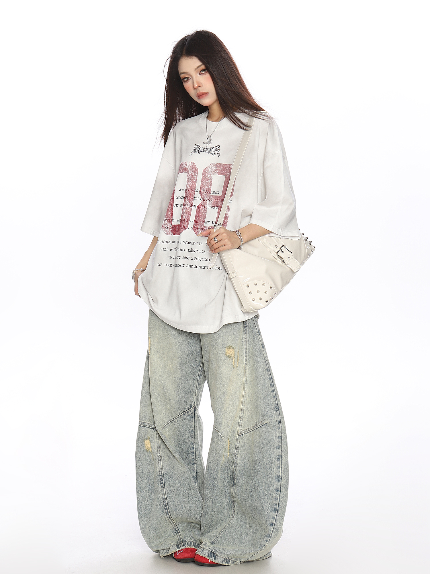 Vintage Distressed Printed Short Sleeve T-Shirt for Women - Casual Loose Fit Summer Tee, Trendy 90s Style Couple Top Vintage Distressed Printed Short Sleeve T-Shirt for Women - Casual Loose Fit Summer Tee, Trendy 90s Style Couple Top