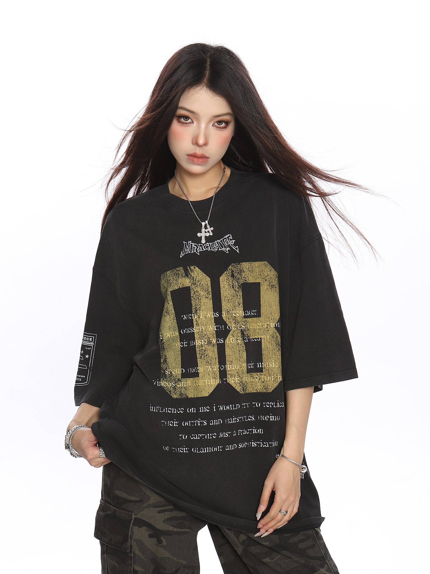 Vintage Distressed Printed Short Sleeve T-Shirt for Women - Casual Loose Fit Summer Tee, Trendy 90s Style Couple Top Vintage Distressed Printed Short Sleeve T-Shirt for Women - Casual Loose Fit Summer Tee, Trendy 90s Style Couple Top