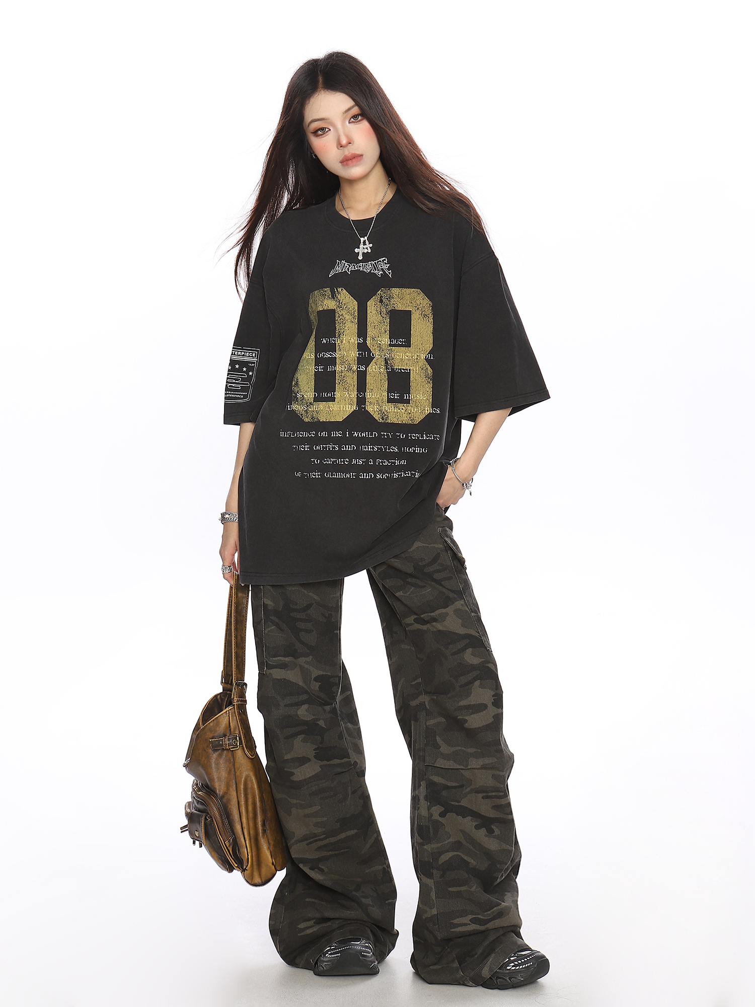 Vintage Distressed Printed Short Sleeve T-Shirt for Women - Casual Loose Fit Summer Tee, Trendy 90s Style Couple Top Vintage Distressed Printed Short Sleeve T-Shirt for Women - Casual Loose Fit Summer Tee, Trendy 90s Style Couple Top