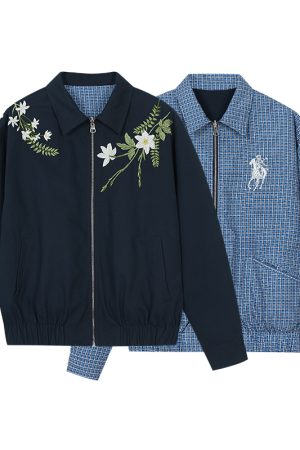 Vintage Double-Sided Striped Jacket with High-Intelligence 3D Embroidery | Old Money Style Fashion Outerwear