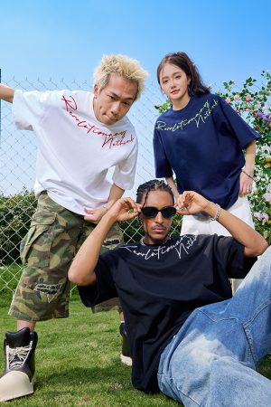 Vintage Embroidered Letter Short Sleeve T-Shirt for Men and Women, Heavyweight Streetwear, Y2K Hip Hop Style, Summer 2025 Fashion