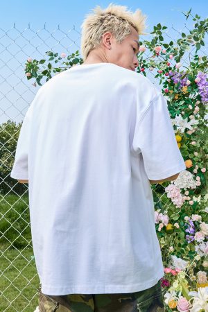 Vintage Embroidered Letter Short Sleeve T-Shirt for Men and Women, Heavyweight Streetwear, Y2K Hip Hop Style, Summer 2025 Fashion