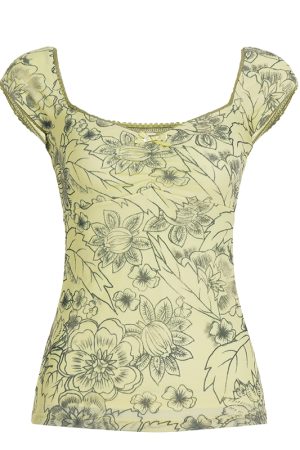 Vintage Floral Backless Vest for Women with Low Square Neck and Spaghetti Straps - Retro Charm Summer Style