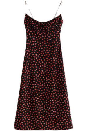 Vintage Floral Dress with Straps - Sexy Slim-Fit French Style Midi Dress for Women - Chic Retro Summer Fashion