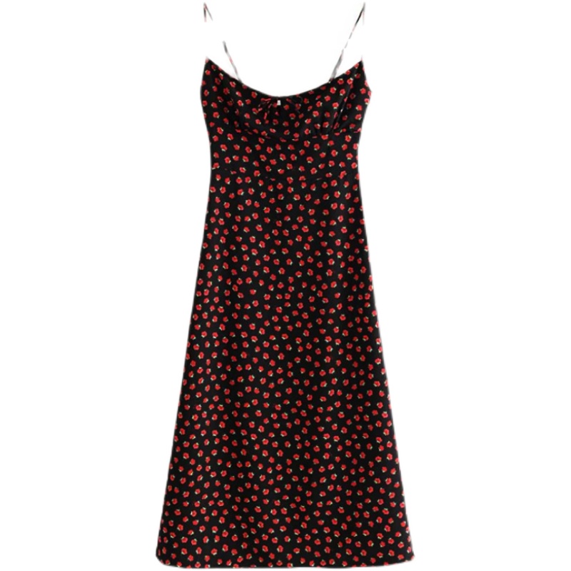 Vintage Floral Dress with Straps - Sexy Slim-Fit French Style Midi Dress for Women - Chic Retro Summer Fashion Vintage Floral Dress with Straps - Sexy Slim-Fit French Style Midi Dress for Women - Chic Retro Summer Fashion