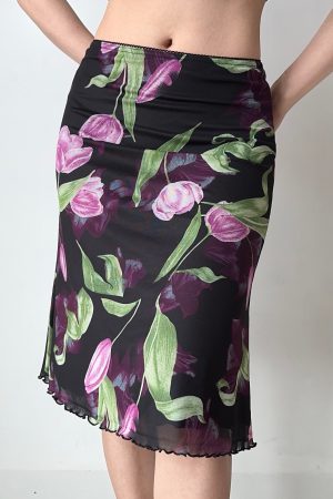 Vintage Floral Fish Tail Skirt for Women - A-line Lace Short Skirt in European and American Style, Perfect for Summer Outfits