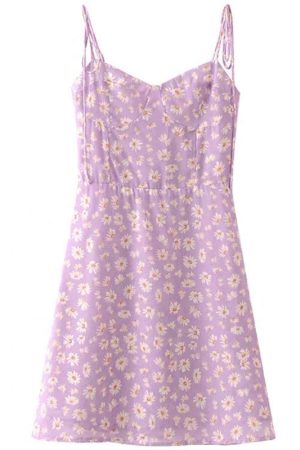 Vintage Floral Lace-Up Camisole Dress with Small Daisy Print - Romantic Vacation Style, Waist-Cinching Design