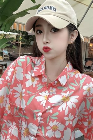 Vintage Floral Loose Short Sleeve Shirt for Women, Hawaiian Beach Top, Trendy Casual Versatile Style, Summer Fashion