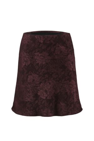 Vintage French Dark Pattern Printed High-Waisted A-Line Umbrella Skirt - Chic Retro Style for 90s & Y2K Fashion Lovers