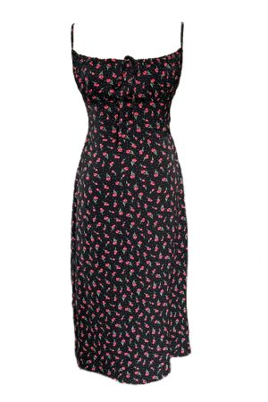 Vintage French Floral Spaghetti Strap Dress - Slim Elegant Long Dress with Waist-Cinching Design, Perfect for Y2K and Summer Styles