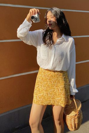 Vintage French-Style Long Sleeve Cardigan - Sheer White Loose Pleated Drape Shirt for Women - Y2K Fashion Essential