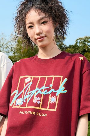 Vintage Heavyweight Short Sleeve T-Shirt with Dopamine Letter Print - Unisex American 90s Style for Men and Women