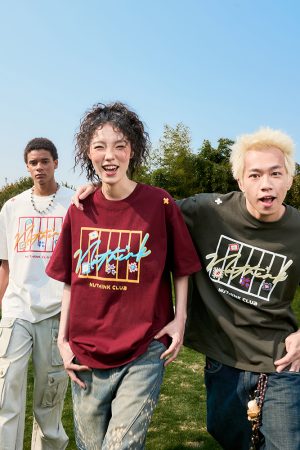 Vintage Heavyweight Short Sleeve T-Shirt with Dopamine Letter Print - Unisex American 90s Style for Men and Women