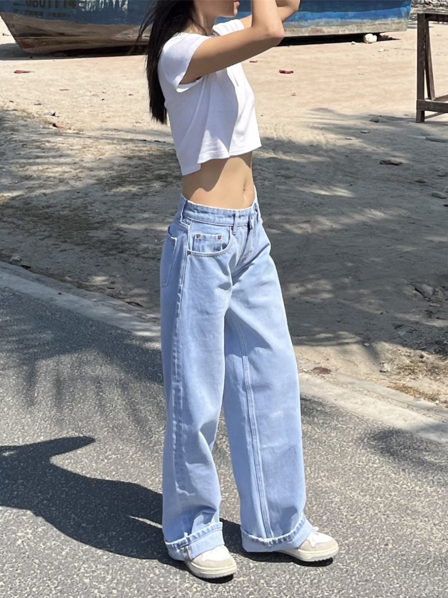 Vintage High-Quality Retro High-Rise Straight Loose-Fit Slimming Washed Denim Jeans for Women - Classic 90s Style Vintage High-Quality Retro High-Rise Straight Loose-Fit Slimming Washed Denim Jeans for Women - Classic 90s Style