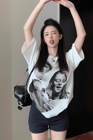 Vintage High Street Plus Size Women's Pure Cotton Loose Short-Sleeve T-Shirt - Sweet and Spicy Niche Design, Casual Style