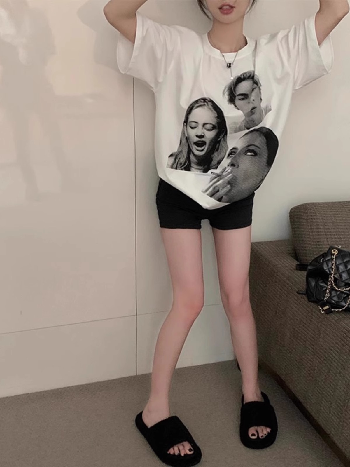 Vintage High Street Plus Size Women's Pure Cotton Loose Short-Sleeve T-Shirt - Sweet and Spicy Niche Design, Casual Style Vintage High Street Plus Size Women's Pure Cotton Loose Short-Sleeve T-Shirt - Sweet and Spicy Niche Design, Casual Style