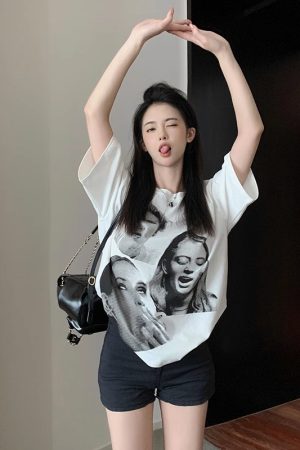 Vintage High Street Plus Size Women's Pure Cotton Loose Short-Sleeve T-Shirt - Sweet and Spicy Niche Design, Casual Style