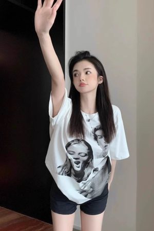 Vintage High Street Plus Size Women's Pure Cotton Loose Short-Sleeve T-Shirt - Sweet and Spicy Niche Design, Casual Style