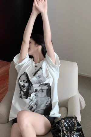 Vintage High Street Plus Size Women's Pure Cotton Loose Short-Sleeve T-Shirt - Sweet and Spicy Niche Design, Casual Style