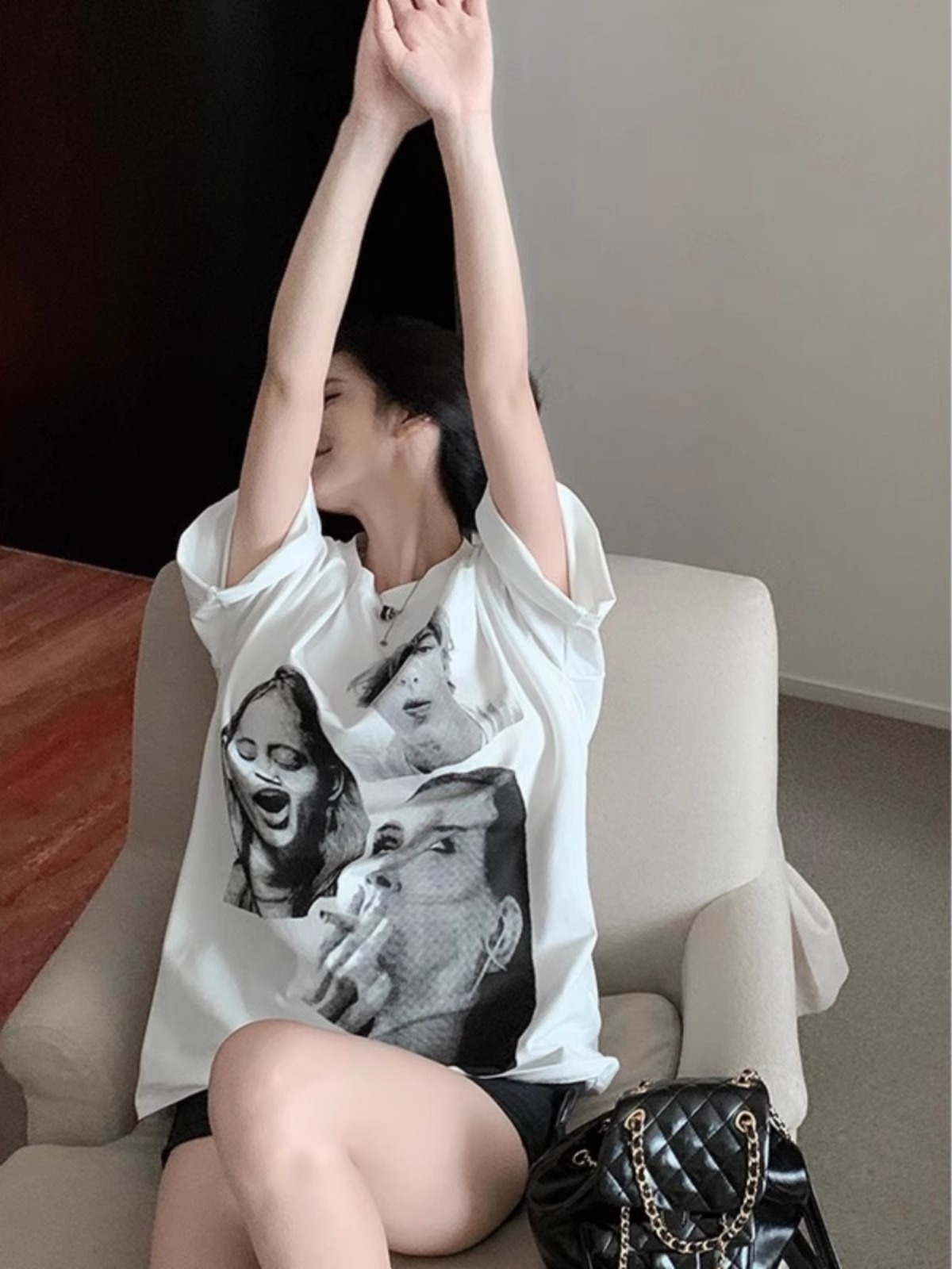 Vintage High Street Plus Size Women's Pure Cotton Loose Short-Sleeve T-Shirt - Sweet and Spicy Niche Design, Casual Style Vintage High Street Plus Size Women's Pure Cotton Loose Short-Sleeve T-Shirt - Sweet and Spicy Niche Design, Casual Style