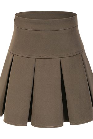 Vintage High-Waisted Pleated Skirt for Women - A-Line Short Skirt for Slimming & Leg-Lengthening - Versatile 90s Inspired Fashion