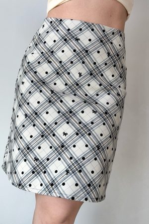 Vintage-Inspired Plaid Polka Dot A-Line Skirt for Women - High Waist Bodycon Mini/Midi Skirt in American Style