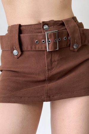 Vintage-Inspired Wide Waist Belt Denim Mini Skirt for Women - Anti-Exposure Bodycon Style, Sexy 90s Fashion Half Skirt