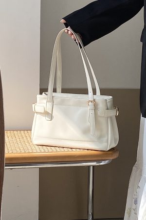 Vintage Korean Style Women's Tote Bag - High-End Large Capacity Handheld Commuter Shoulder Bag for 2025